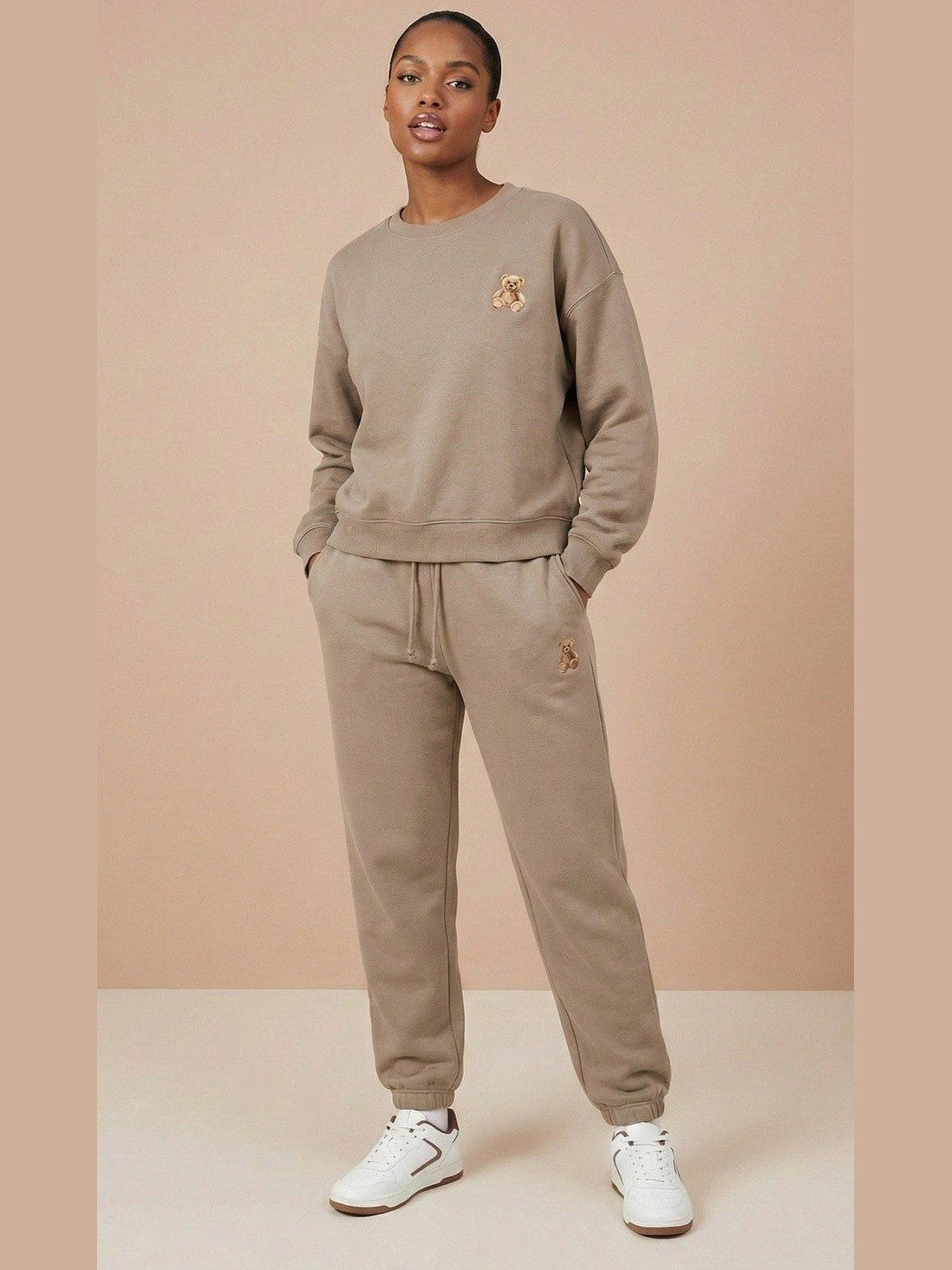 woman ladies blue coord co-ord co cord set embroidery sweatset trakck suit hood set premium fleece