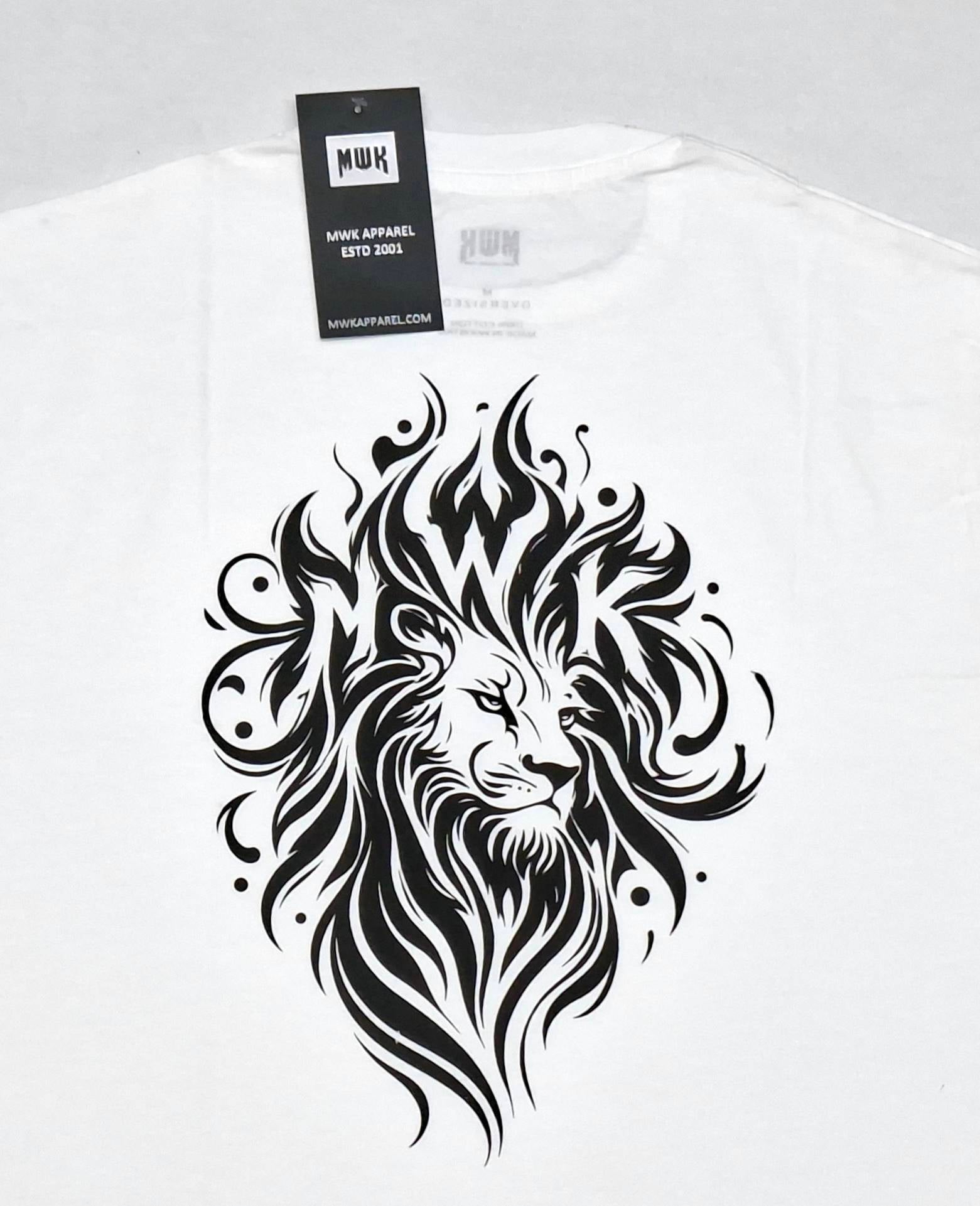 Lion Crest Oversized Drop Shoulder T-Shirt – White