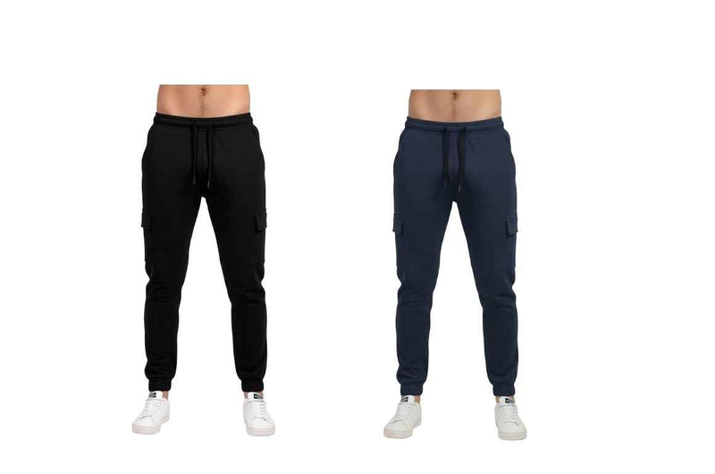 2 Pack Men's Cargo Jogger Trousers - Best Deal Fleece Pocket Pants for Ultimate Comfort
