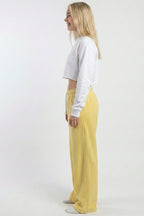 yellow Gold ladies wide eg fleece trouser chic trendy in fashion in demand