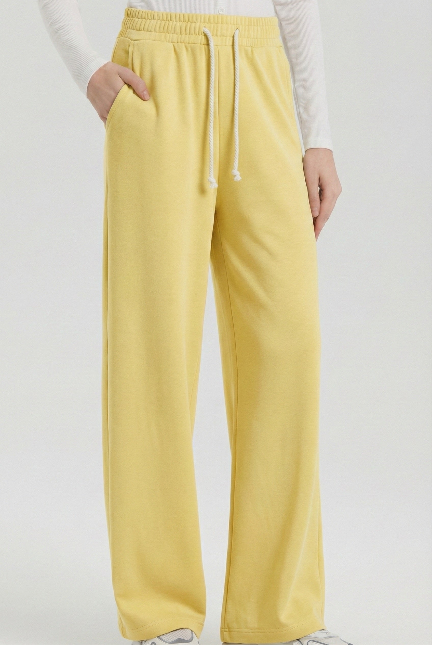 yellow Gold ladies wide eg fleece trouser chic trendy in fashion in demand