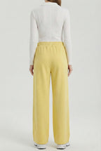 yellow Gold ladies wide eg fleece trouser chic trendy in fashion in demand