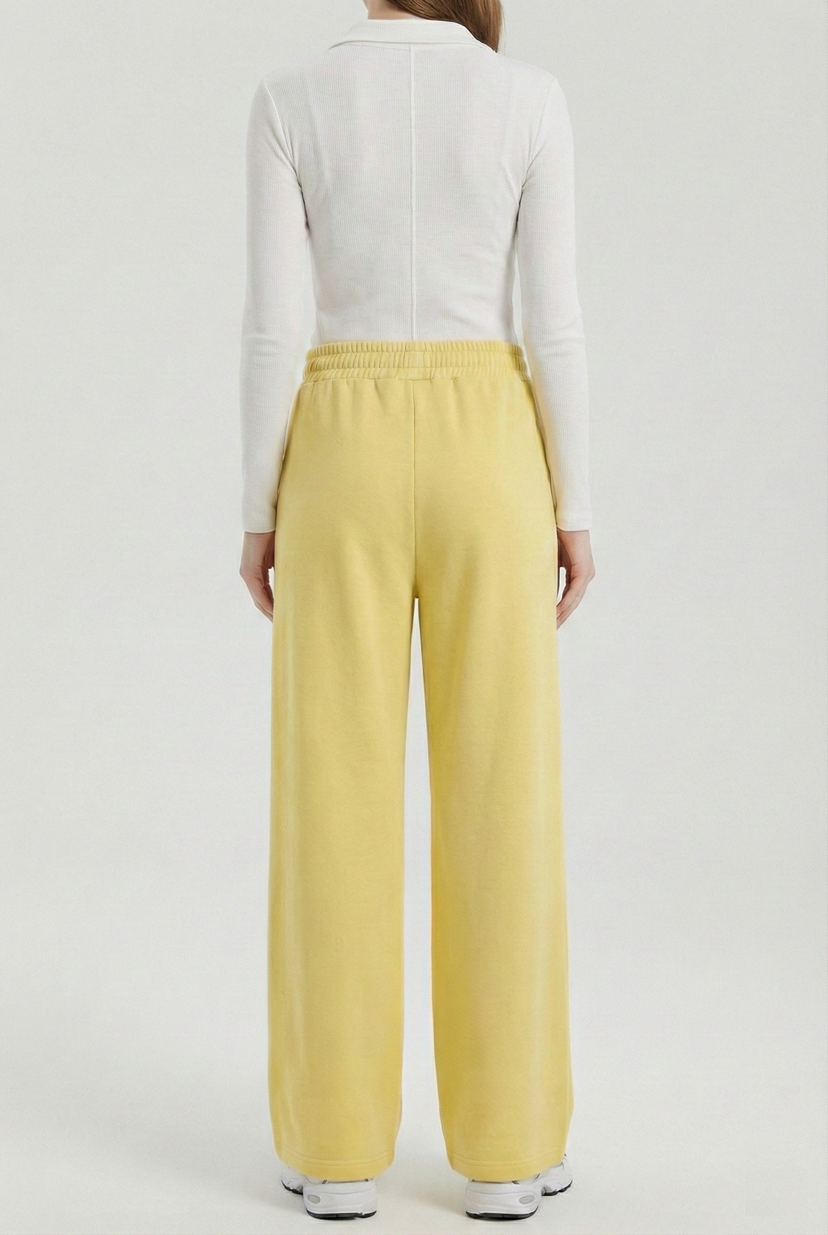 yellow Gold ladies wide eg fleece trouser chic trendy in fashion in demand