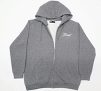 mens puff print zipper hooded sweatshirt metal zip back print front print