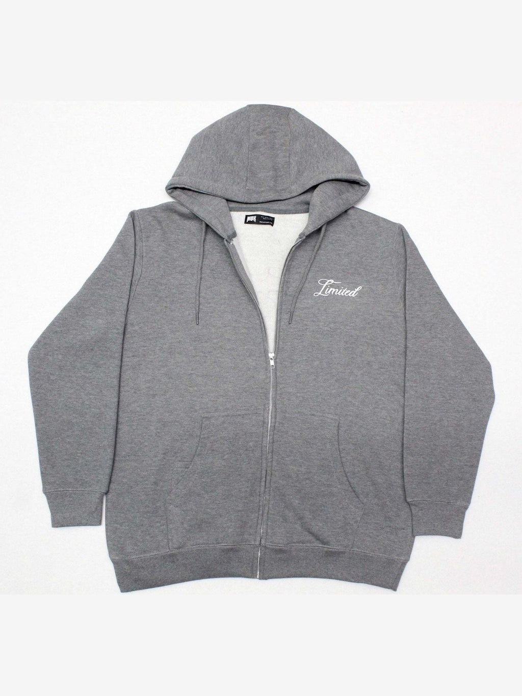 mens puff print zipper hooded sweatshirt metal zip back print front print