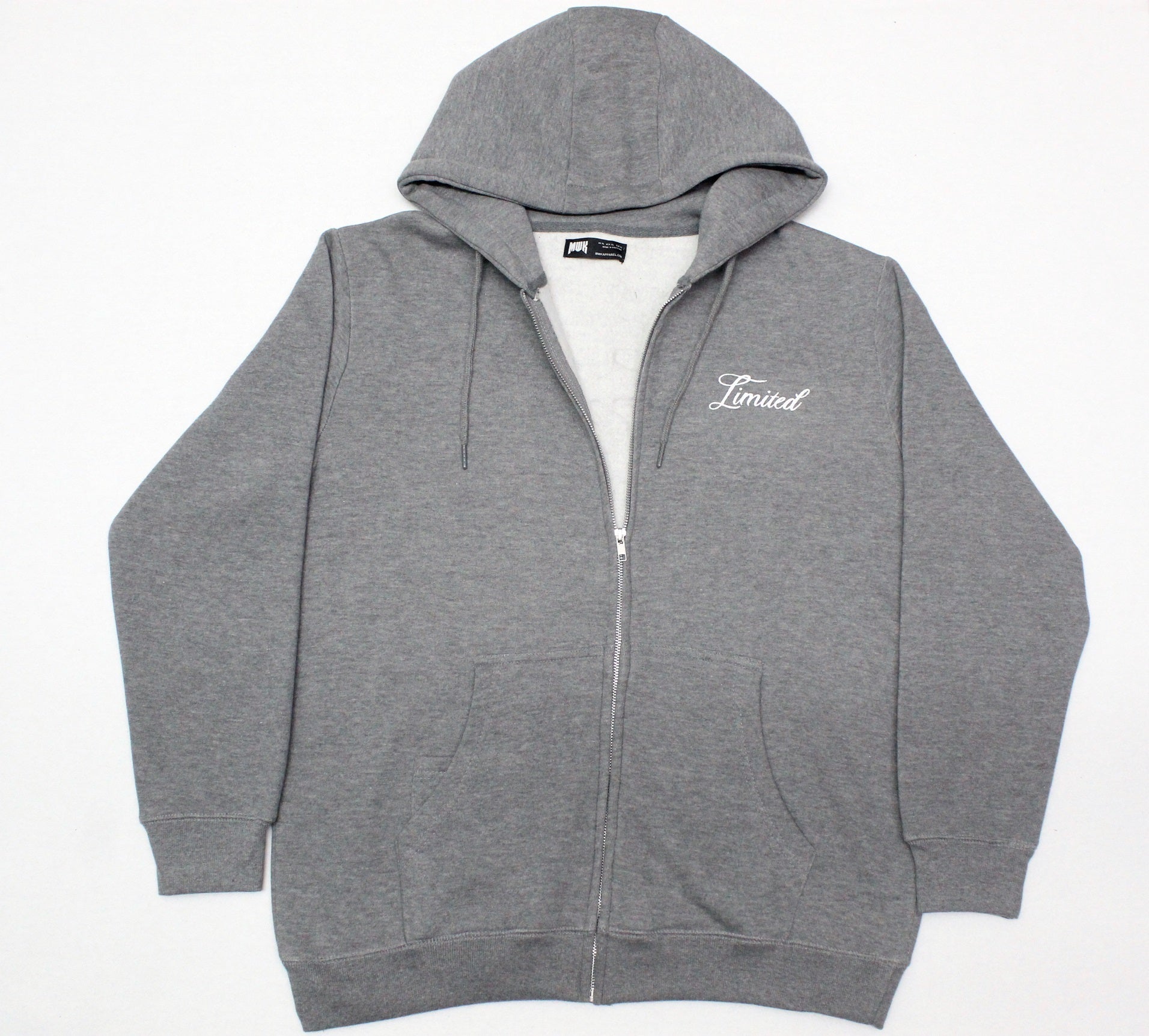 mens puff print zipper hooded sweatshirt metal zip back print front print