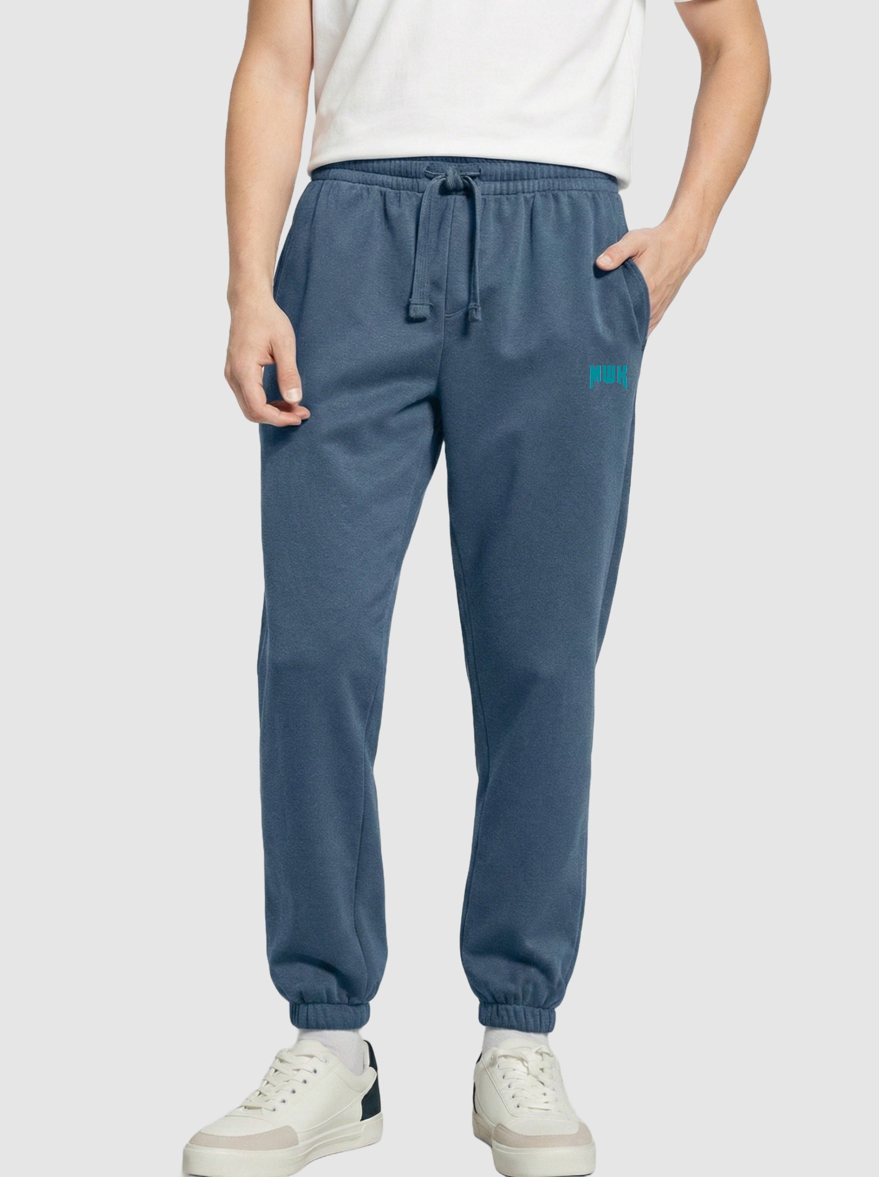 Men's Sea Blue Fleece Logo Joggers