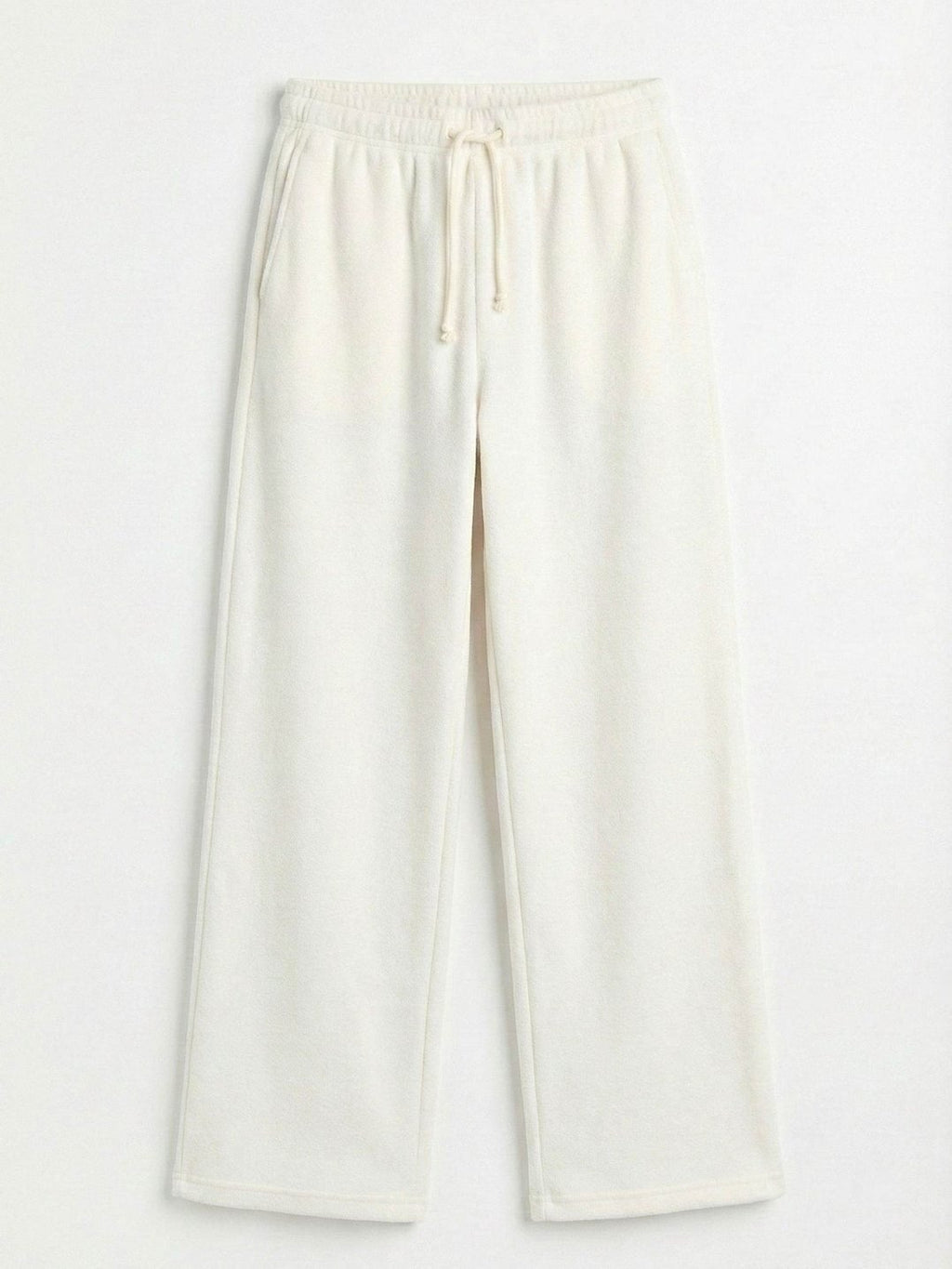 White ladies wide eg fleece trouser chic trendy in fashion in demand