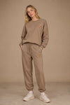 ladies fleece brown fleece co-ord coord fleece  crew sweat set