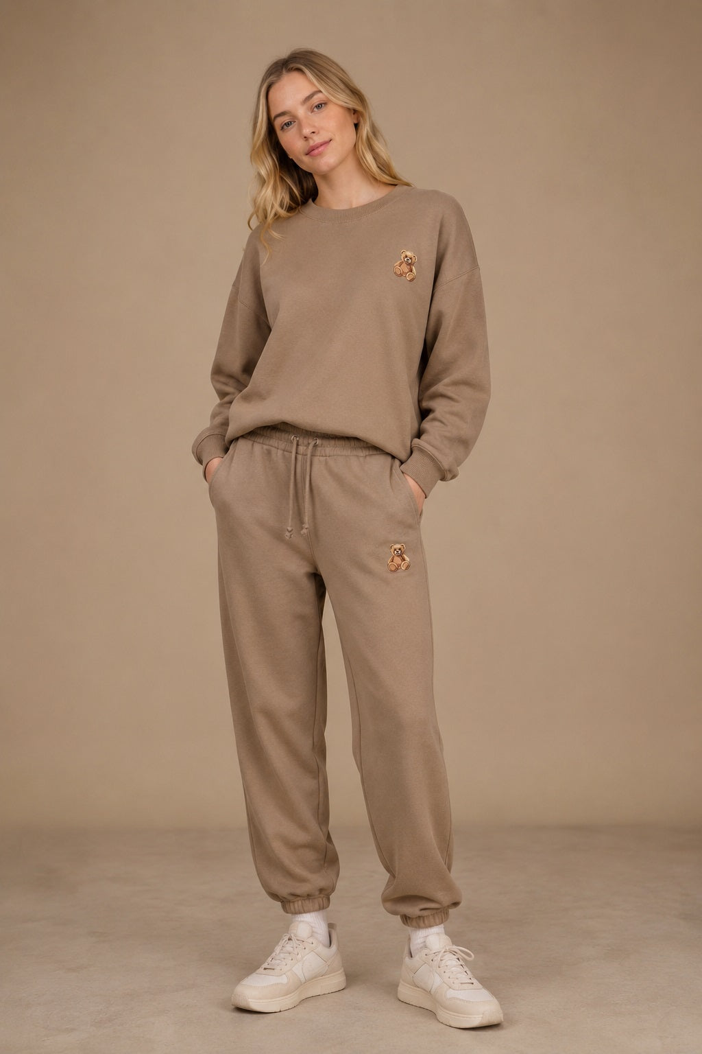 ladies fleece brown fleece co-ord coord fleece  crew sweat set