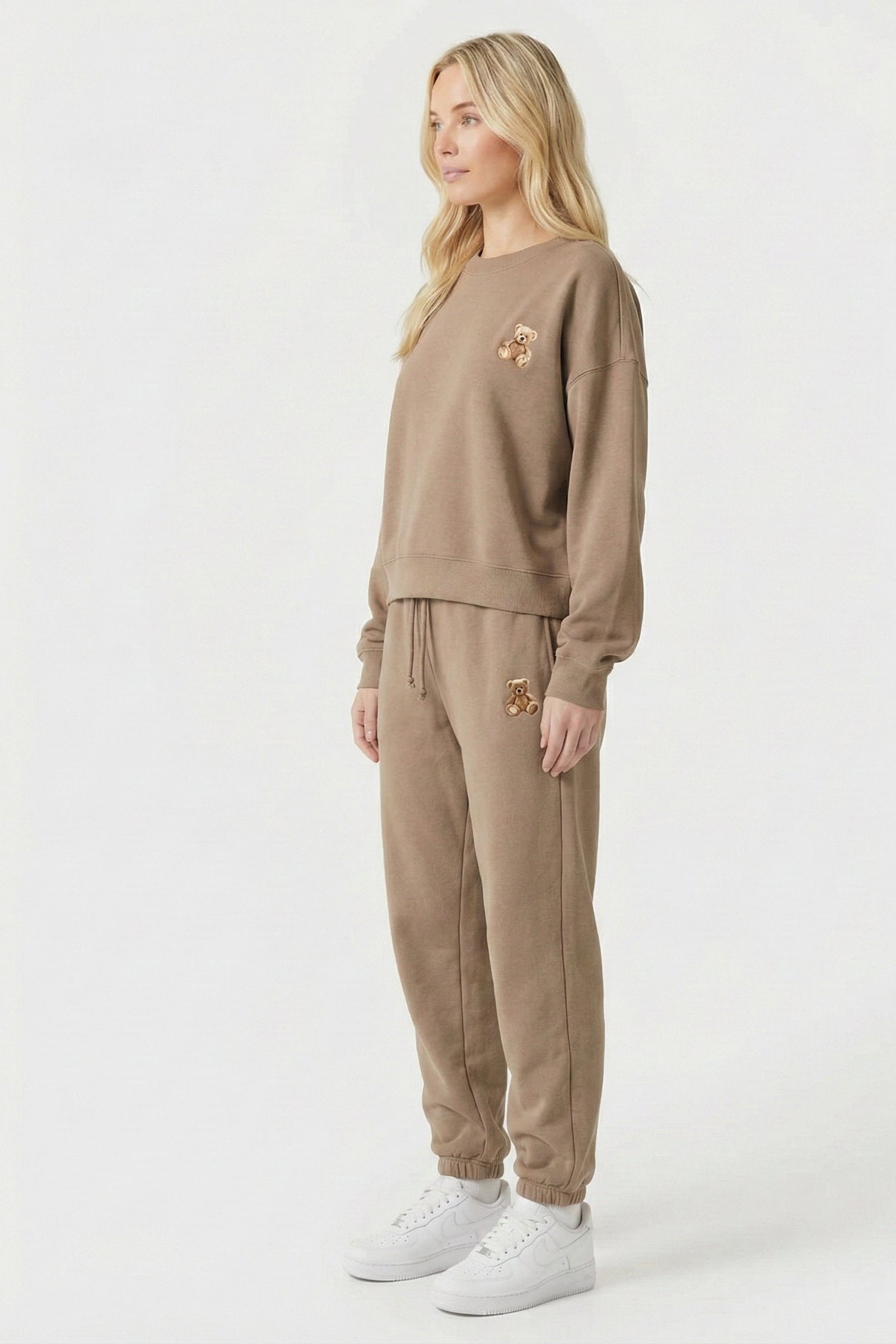 ladies fleece brown fleece co-ord coord fleece  crew sweat set