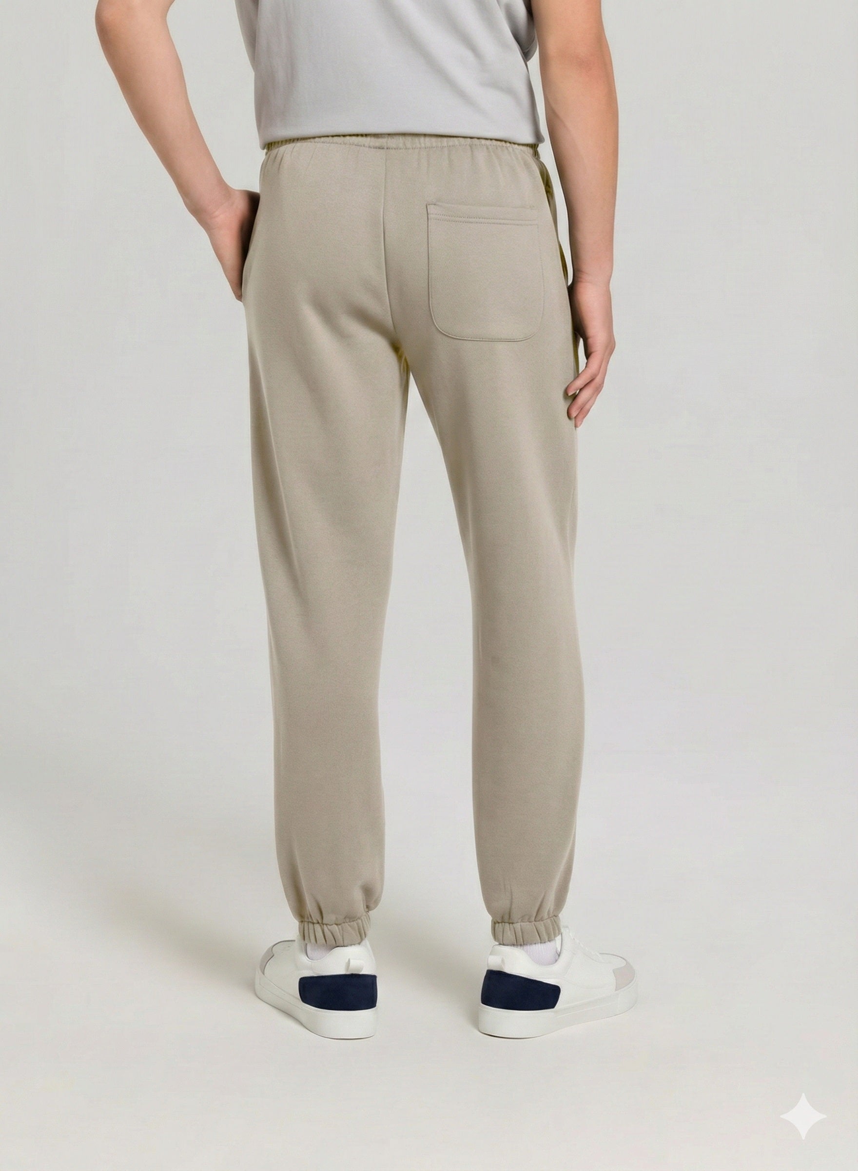 Men's Beige Fleece Logo Joggers