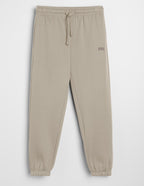 Men's Beige Fleece Logo Joggers