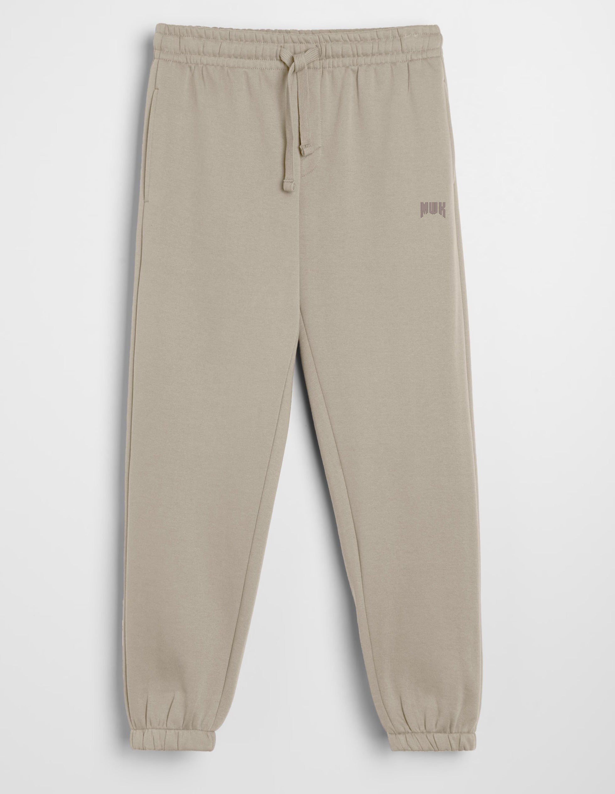 Men's Beige Fleece Logo Joggers