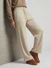 Biege ladies wide eg fleece trouser chic trendy in fashion in demand