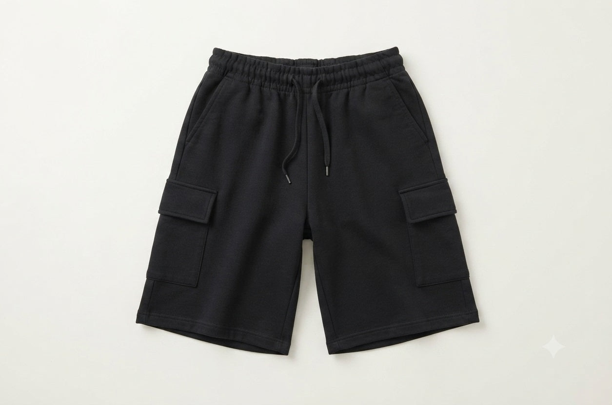 Essential Women's Fleece Cargo Shorts – Black