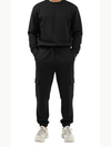 Men's Black Cargo Pocket Fleece Jogger Trouser for Ultimate Comfort and Style
