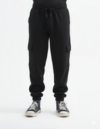 Men's Black Cargo Pocket Fleece Jogger Trouser for Ultimate Comfort and Style