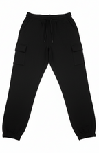 Men's Black Cargo Pocket Fleece Jogger Trouser for Ultimate Comfort and Style