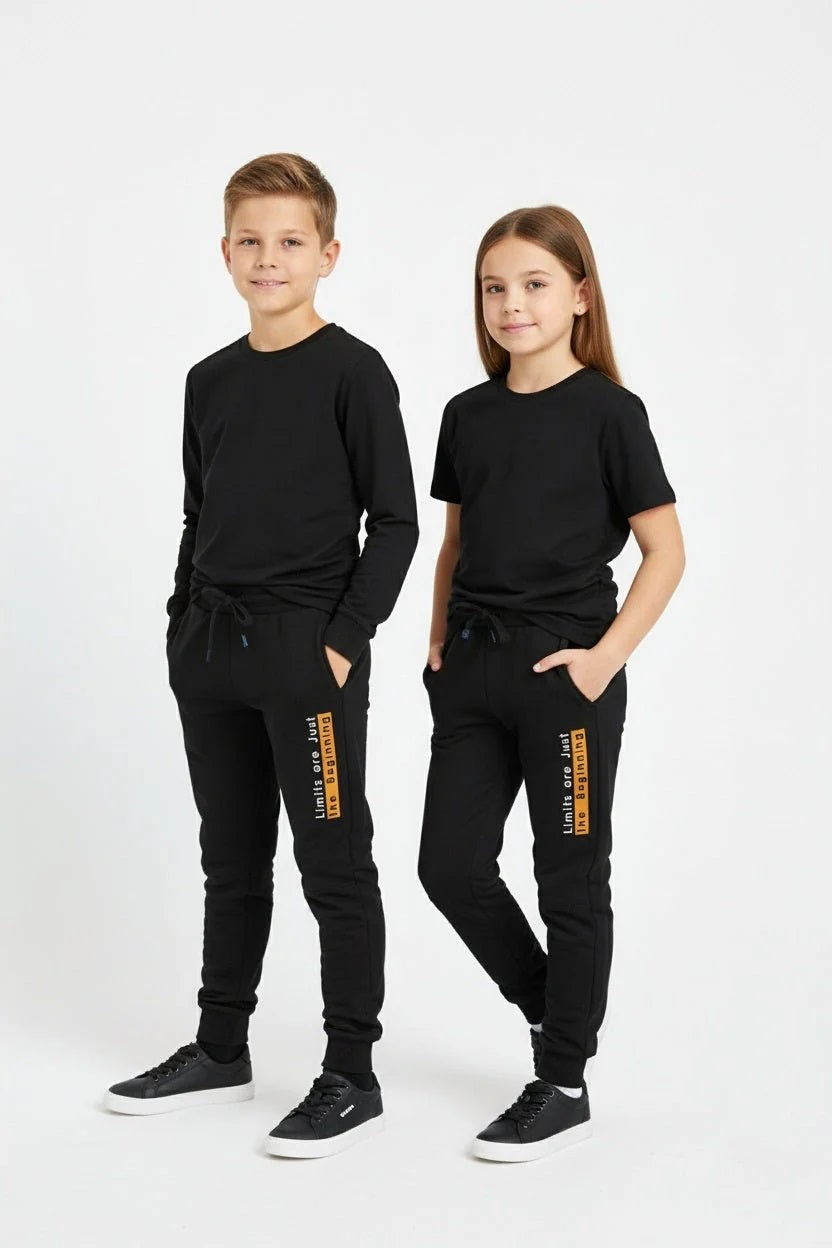 kids Black sweat pants joggers trouser fleece comfort cozy fleece bargain price
