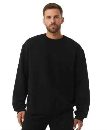 Black Crewneck Sweatshirt for Men - Comfortable Urban Fleece Design