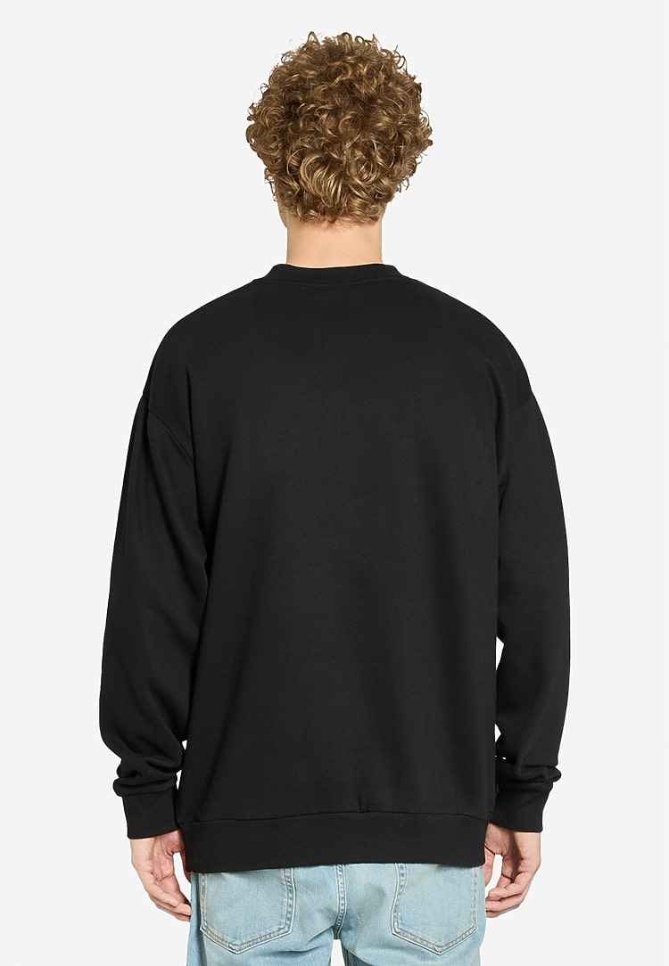 Black Crewneck Sweatshirt for Men - Comfortable Urban Fleece Design