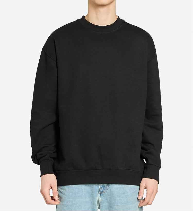 Black Crewneck Sweatshirt for Men - Comfortable Urban Fleece Design