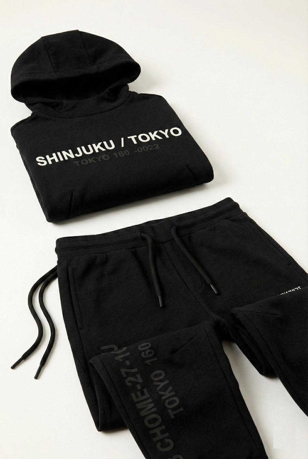 uk kids matching fleece hoodie set black hood black trouser