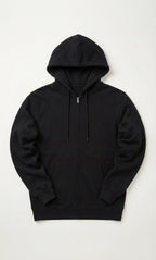 Black Mens Zipper Hooded Sweatshirt