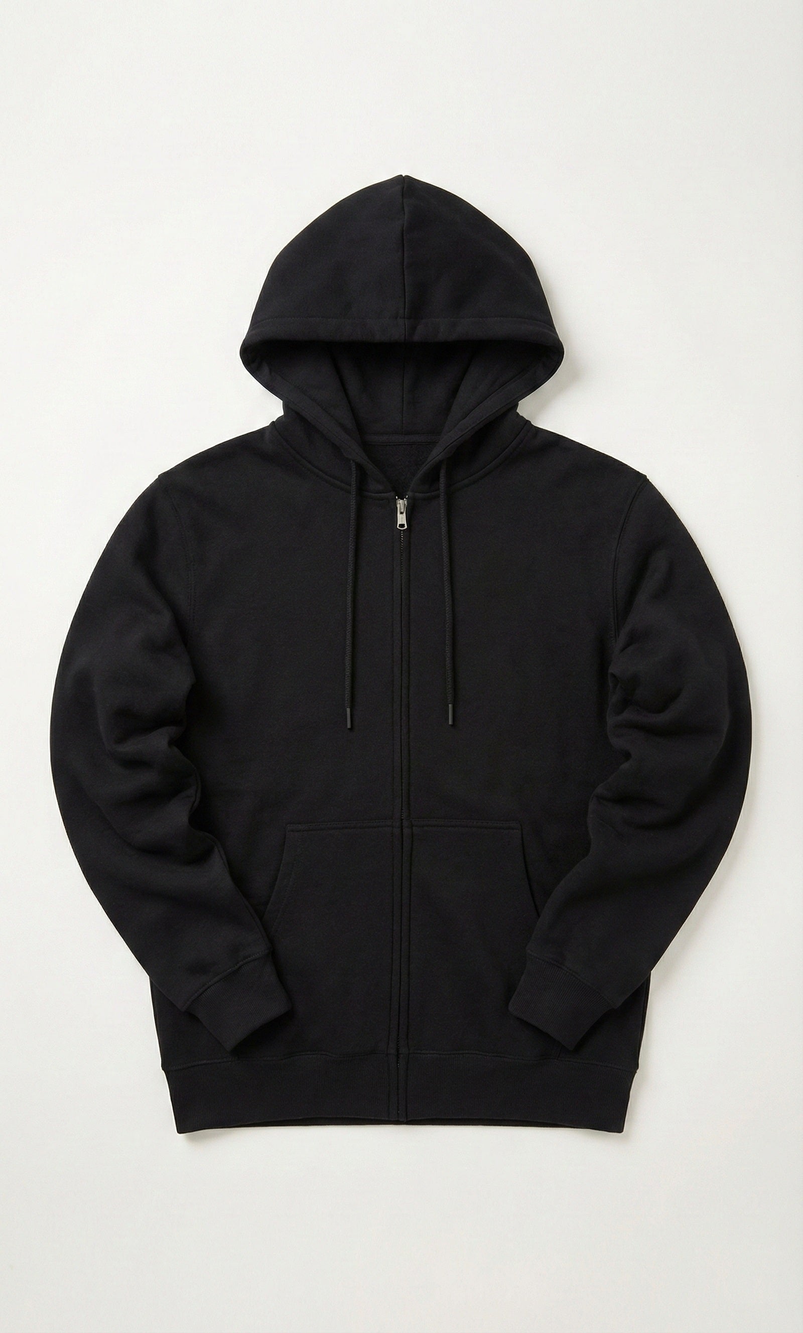 Black Mens Zipper Hooded Sweatshirt