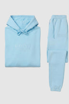 woman ladies blue coord co-ord co cord set sweatset trakck suit hood set premium fleece