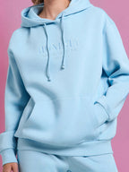 woman ladies blue coord co-ord co cord set sweatset trakck suit hood set premium fleece