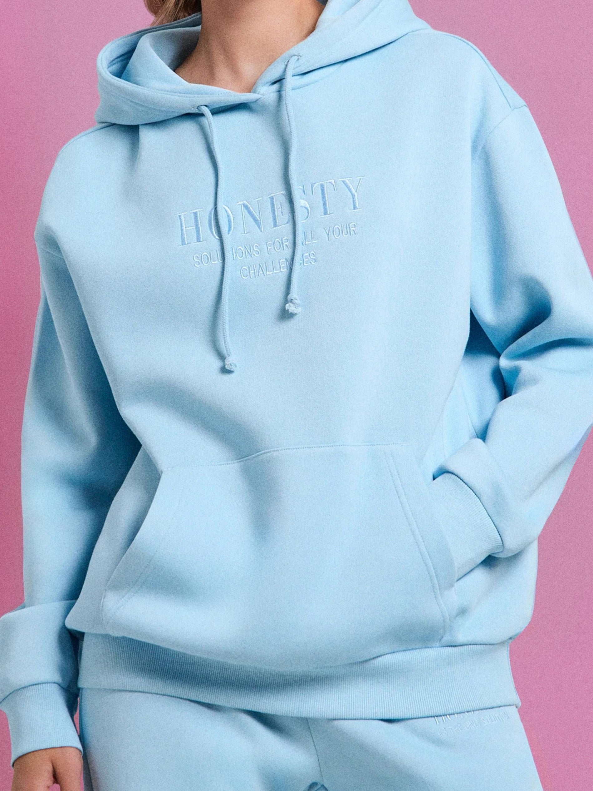 woman ladies blue coord co-ord co cord set sweatset trakck suit hood set premium fleece