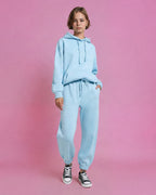 woman ladies blue coord co-ord co cord set sweatset trakck suit hood set premium fleece