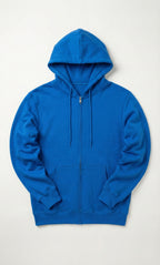 Blue Mens Zipper Hooded Sweatshirt