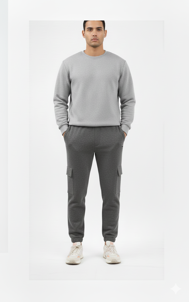 Men's Grey charcoal Cargo Fleece Joggers for Ultimate Comfort and Style