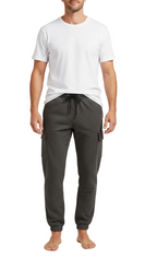 Men's grey charcoal Cargo Pocket Fleece Jogger Trouser for Ultimate Comfort and Style