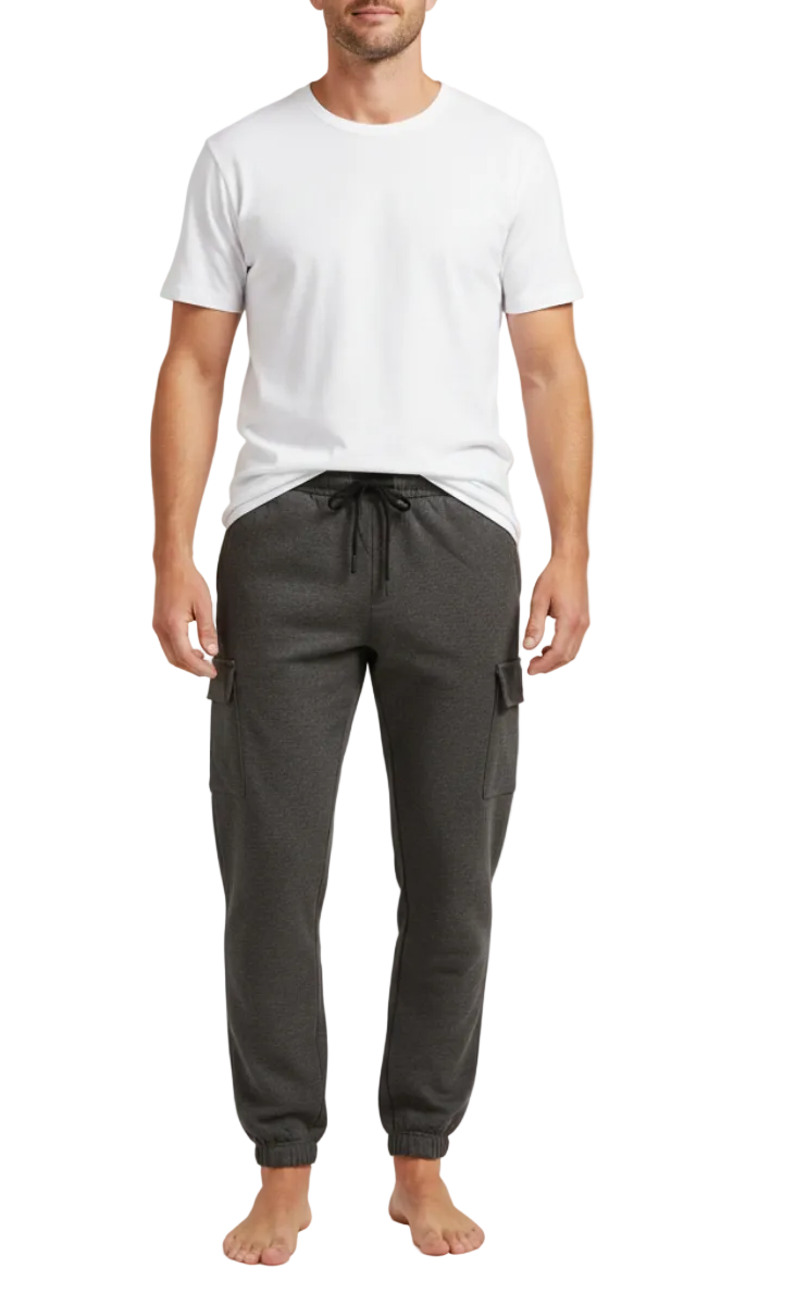 Men's grey charcoal Cargo Pocket Fleece Jogger Trouser for Ultimate Comfort and Style