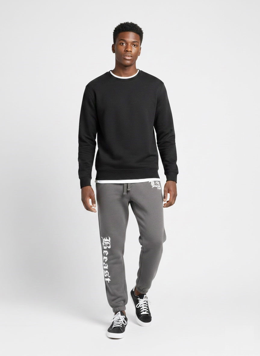 LA BEAST Men's Dark grey Fleece Jogger