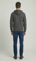 Dark Grey Mens Zipper Hooded Sweatshirt