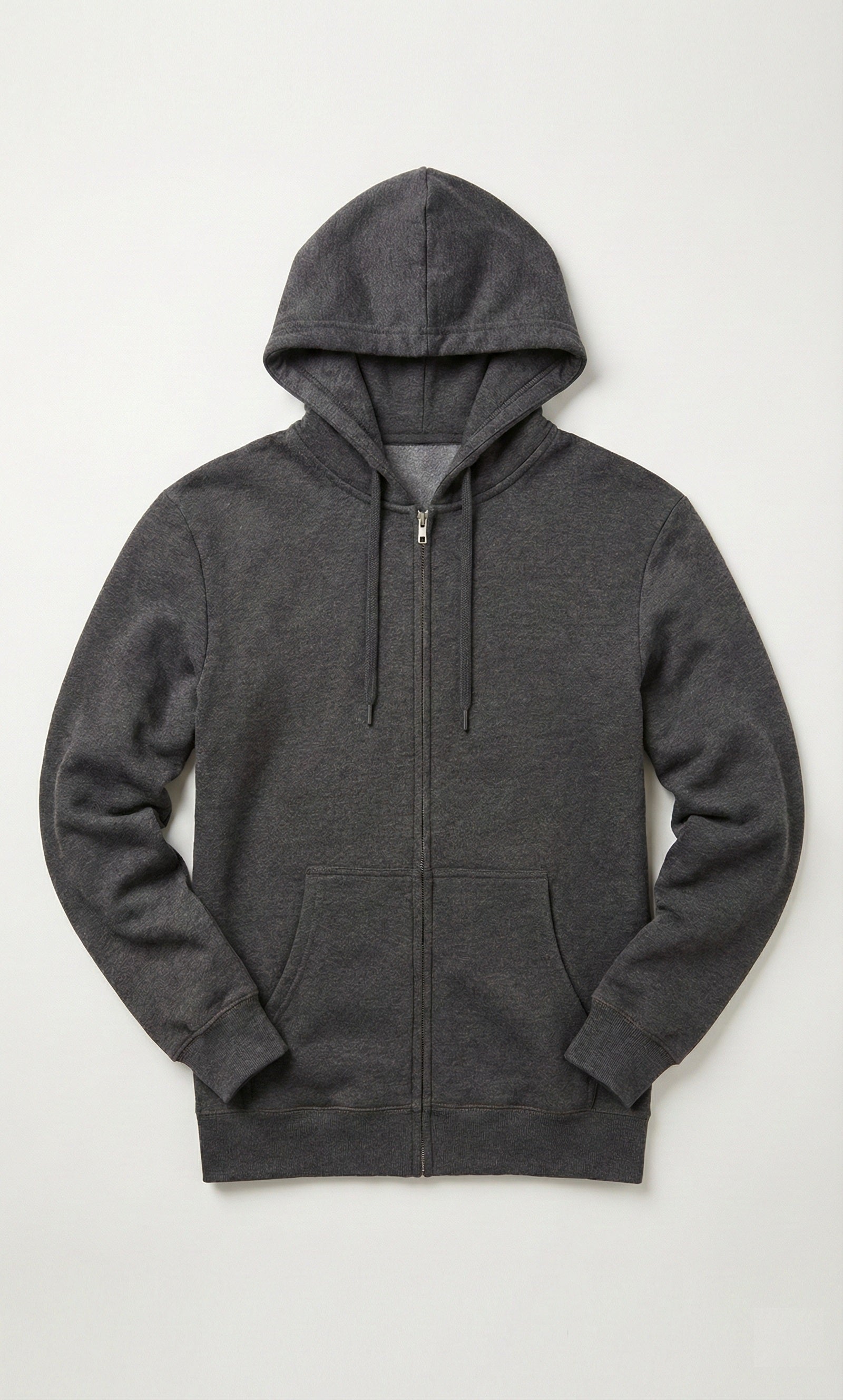 Dark Grey Mens Zipper Hooded Sweatshirt