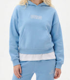 woman ladies blue coord co-ord co cord set embroidery sweatset trakck suit hood set premium fleece