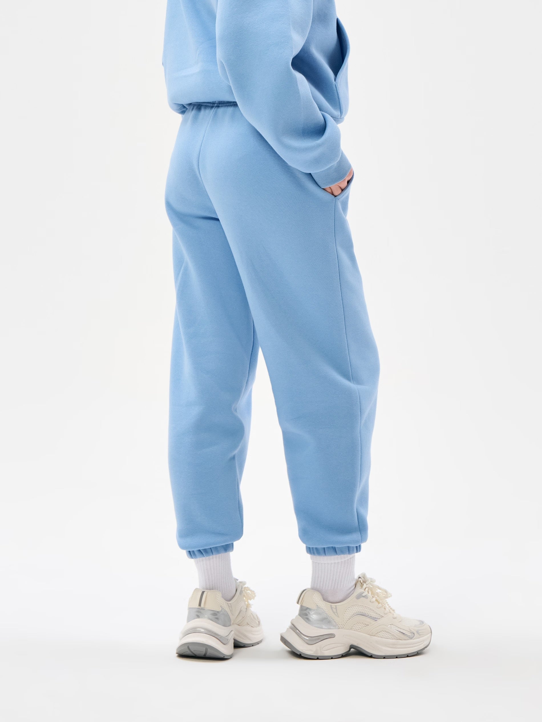 woman ladies blue coord co-ord co cord set embroidery sweatset trakck suit hood set premium fleece