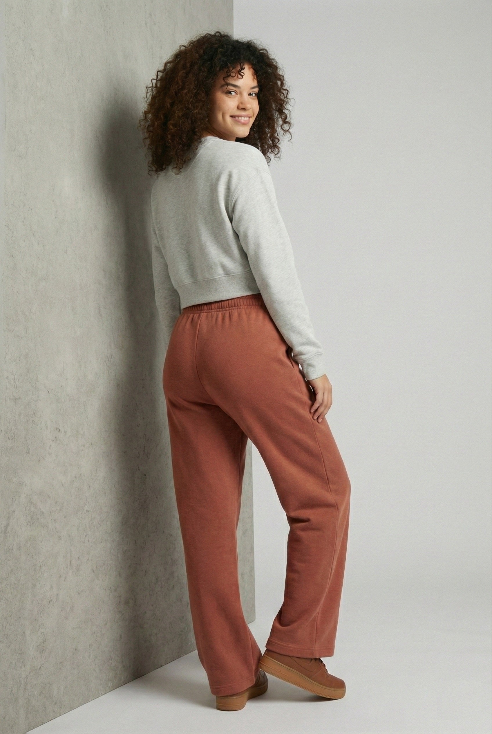 Mustard ladies wide leg fleece trouser chic trendy in fashion in demand