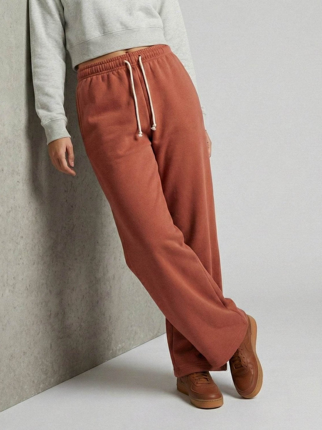 Mustard ladies wide leg fleece trouser chic trendy in fashion in demand