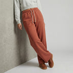 Mustard ladies wide leg fleece trouser chic trendy in fashion in demand