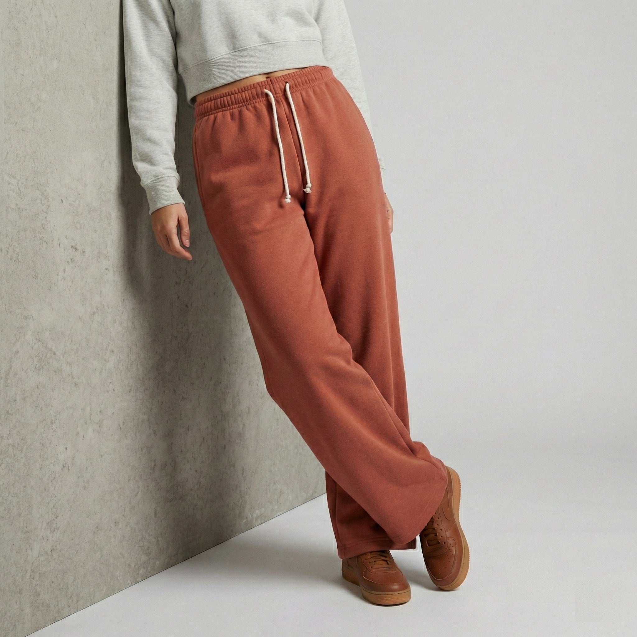 Mustard ladies wide leg fleece trouser chic trendy in fashion in demand