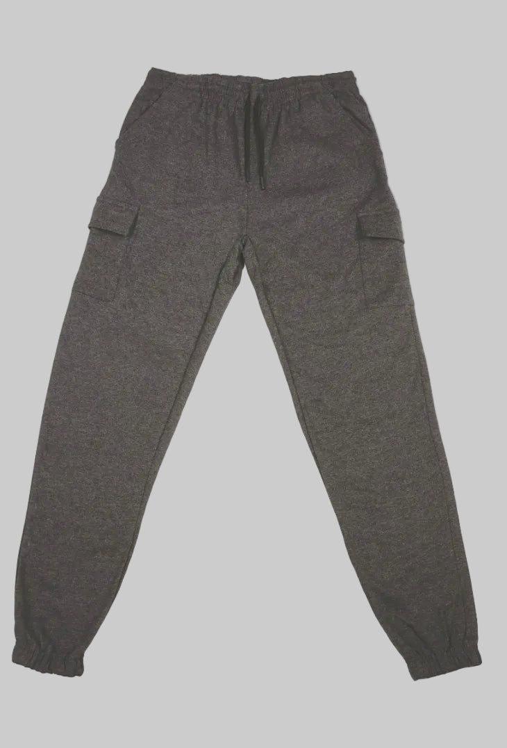 Ladies woman fleece charcoal cargo trouser comfort fit casual trouser cargo poskets premium fleece 