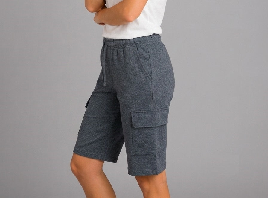 Essential Women's Fleece Cargo Shorts – Charcoal Grey
