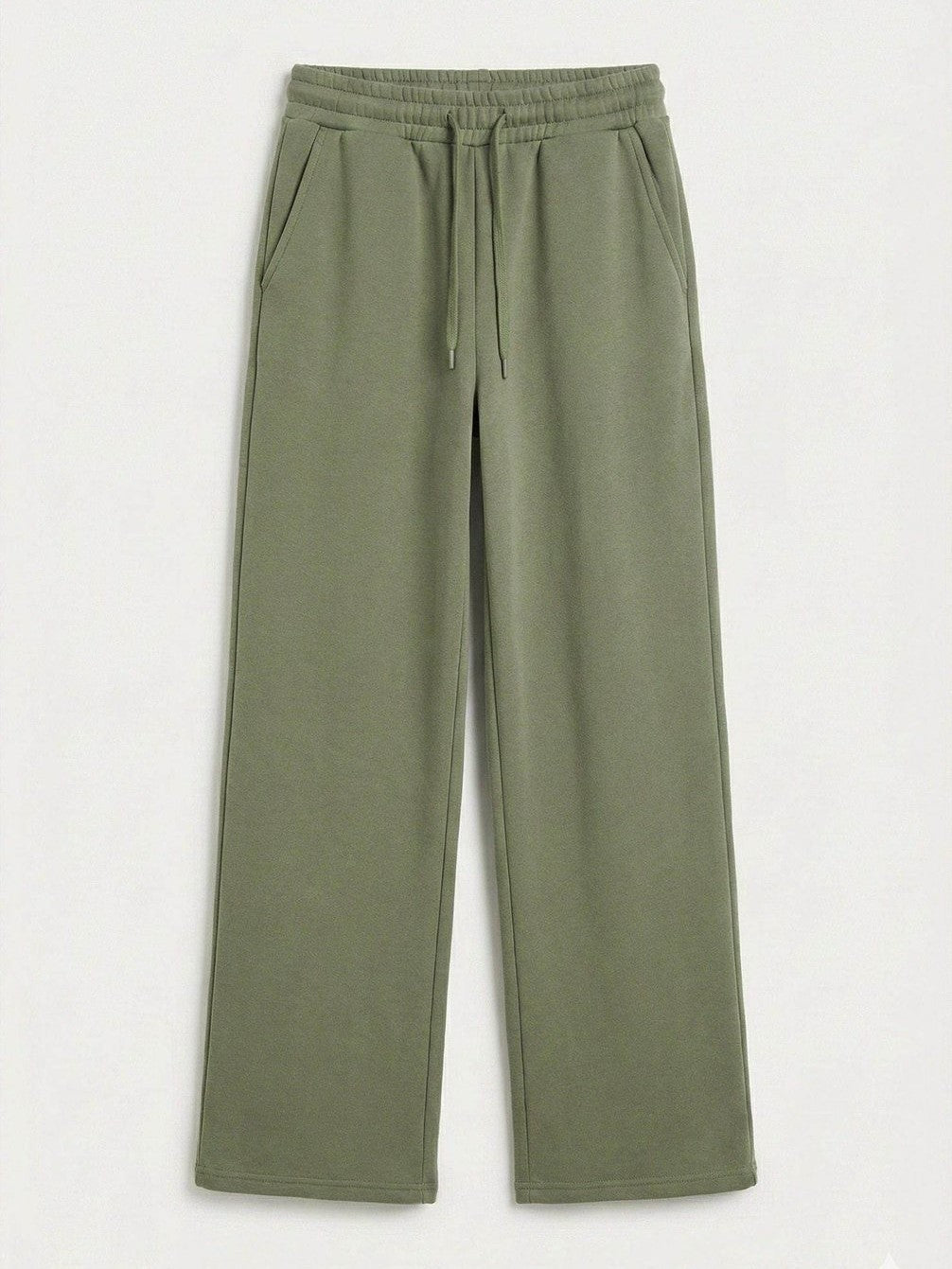 green ladies wide leg fleece trouser chic trendy in fashion in demand